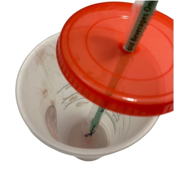 2021 Starbucks Orange Lid Swirl Marble Color Changing Cup with Straw 24 fl oz - Picture 4 of 4